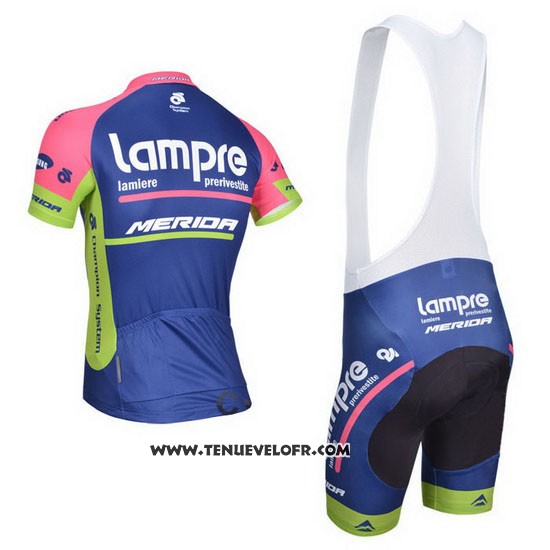 2014 Maillot Ciclismo Lampre Merida Rose et Bleu Manches Courtes et Cuissard
